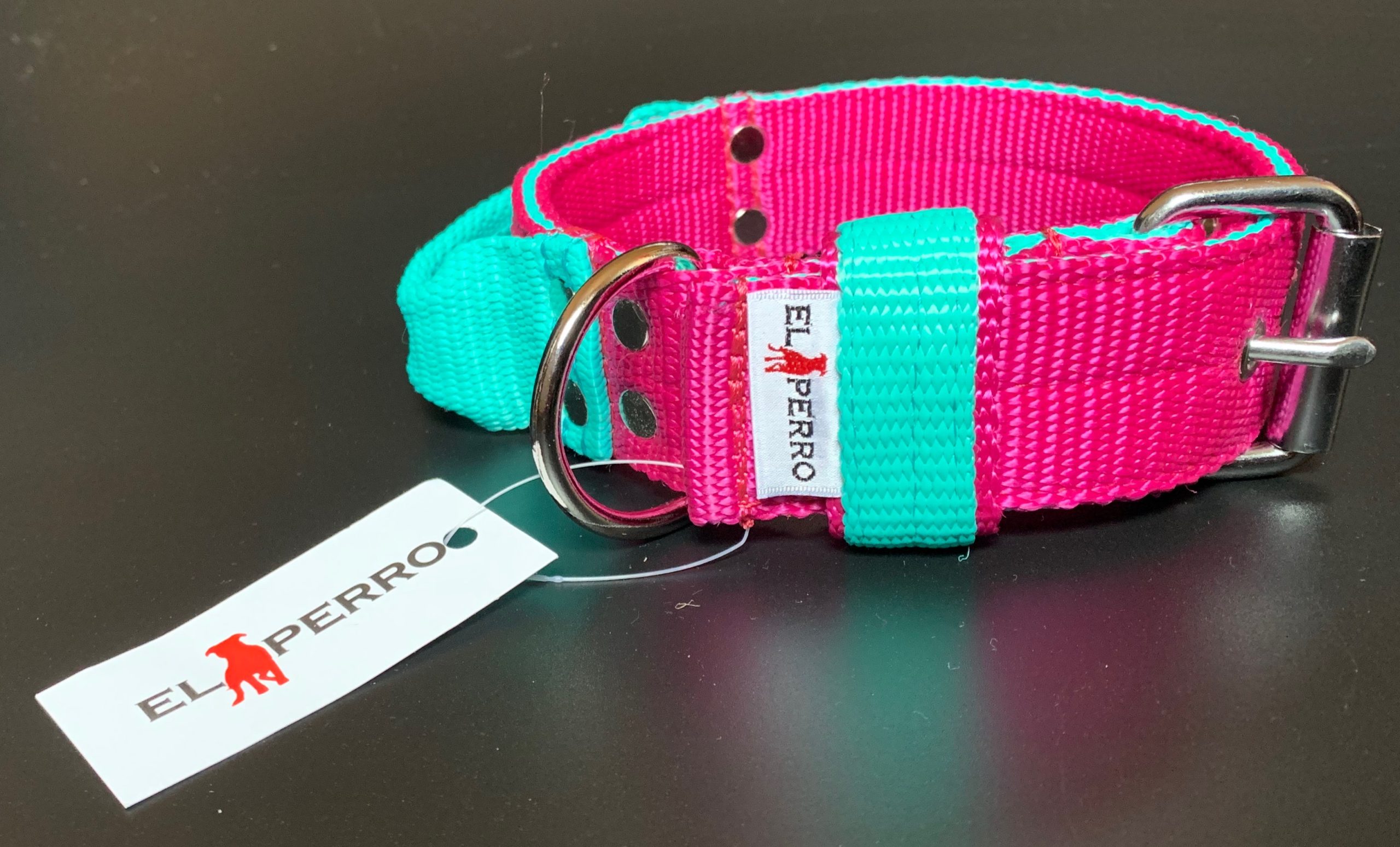 Fogós nyakörv, El Perro, két színű, 4 cm széles