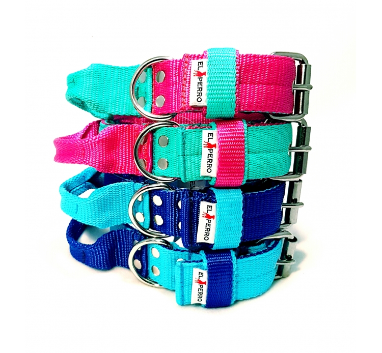 Fogós nyakörv, El Perro, két színű, 4 cm széles Fogós nyakörv, El Perro, két színű, 4 cm széles