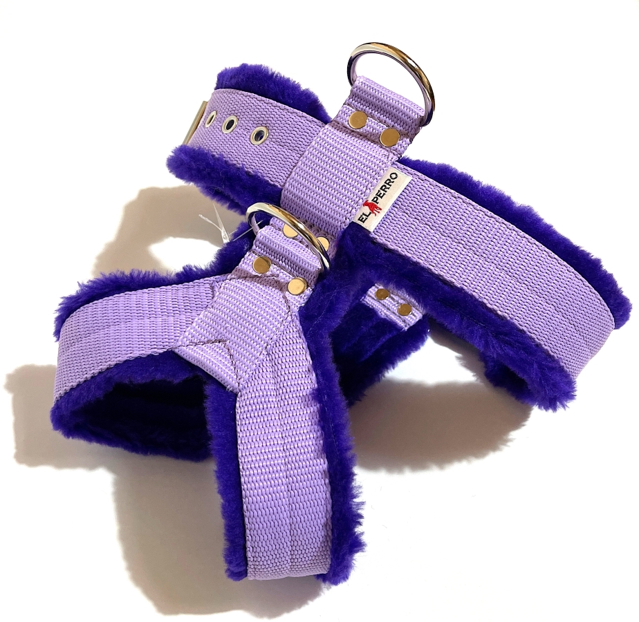 Szőrös El Perro hám, 4 cm Szőrös El Perro hám, 4 cm, levendula-lila