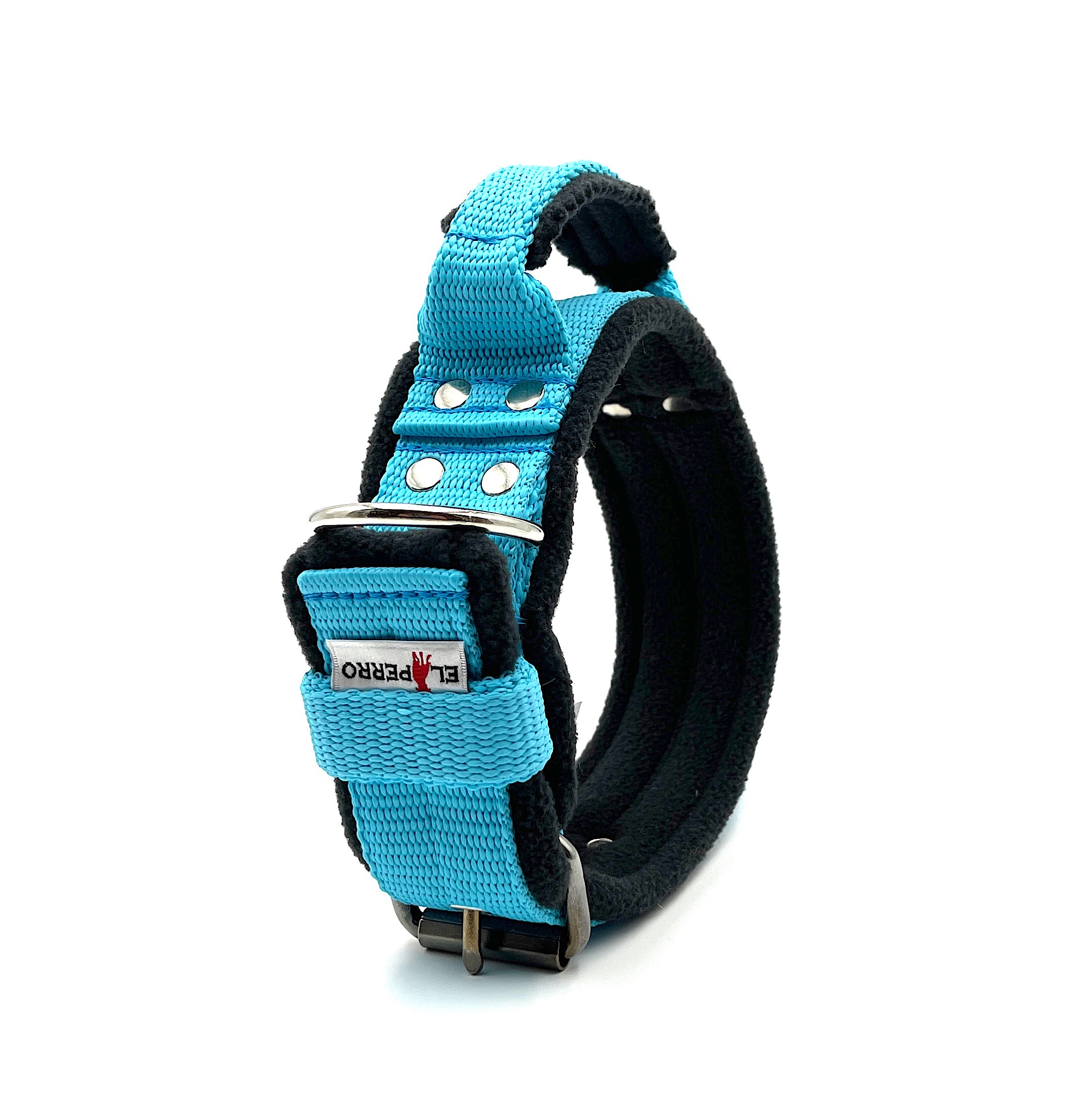 Fogós bélelt nyakörv, El Perro, 4 cm széles Fogós bélelt nyakörv, El Perro, 4 cm széles