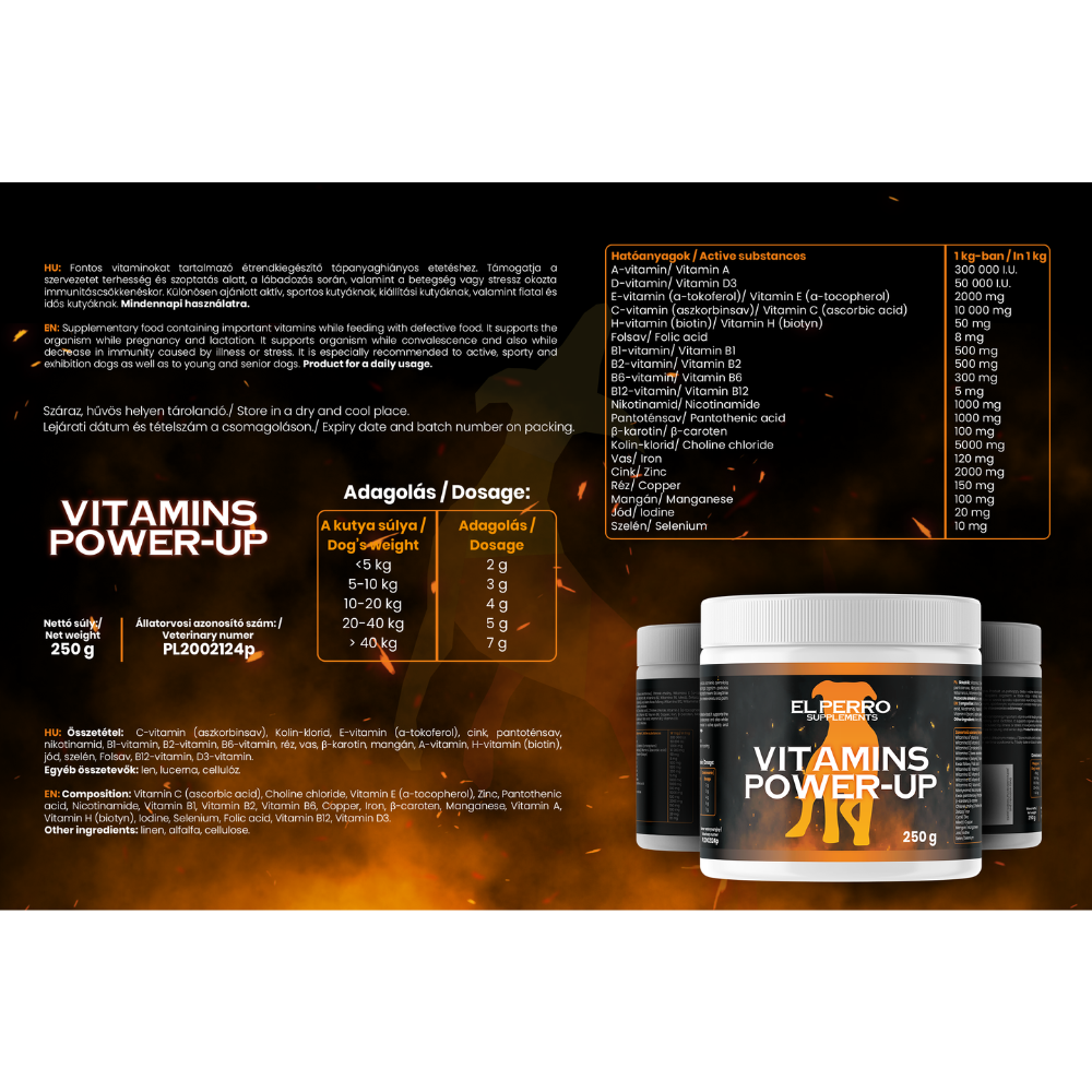 El Perro Power Up, multivitamin komplex kutyáknak El Perro Power Up termékleírás